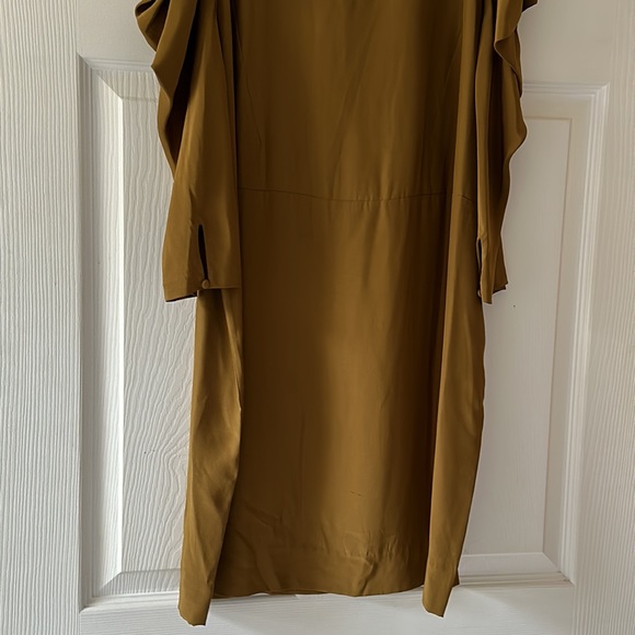 Elizabeth and James Silk Dark Olive Mini Dress M - Picture 7 of 14